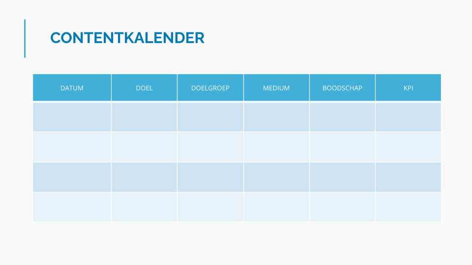 Voorbeeld social media contentkalender